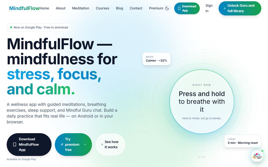 The MindfulFlow website